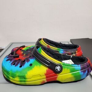 Crocs Mens Sz 9 Women Sz 11 Classic Tie Dye Lined Clogs 206341-988 NWT